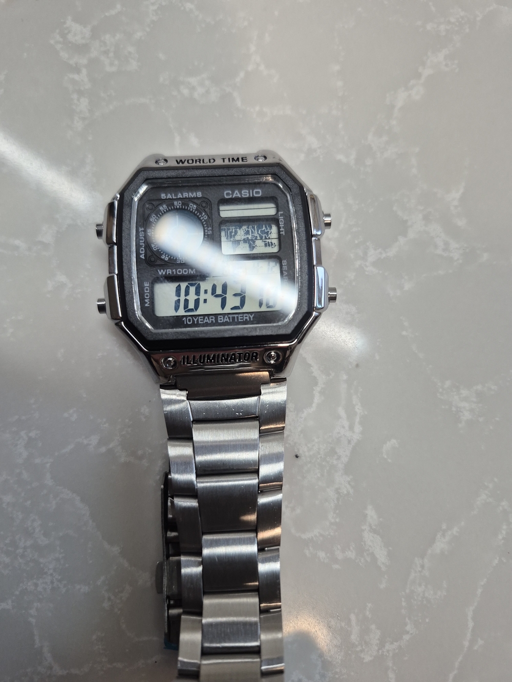 Casio World Time Illuminator Stainless Steel Digital Watch